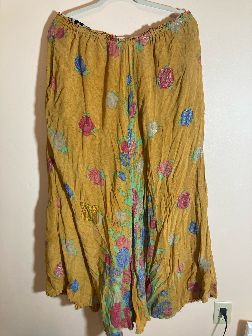Bohemian Mustard Floral Maxi Skirt